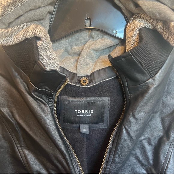 Torrid Leather Jacket with Hood - Picture 2 of 5